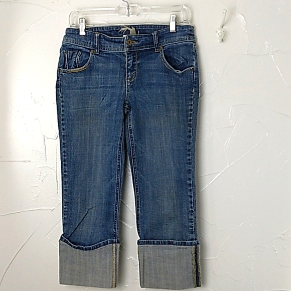 Vintage 90's Z Cavaricci Crop Jeans Size‎ 9 Low Rise Wide Roll Up Leg - Picture 1 of 10